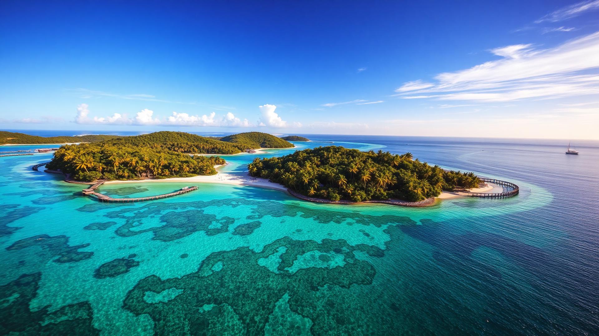 Tropical islands aerial view